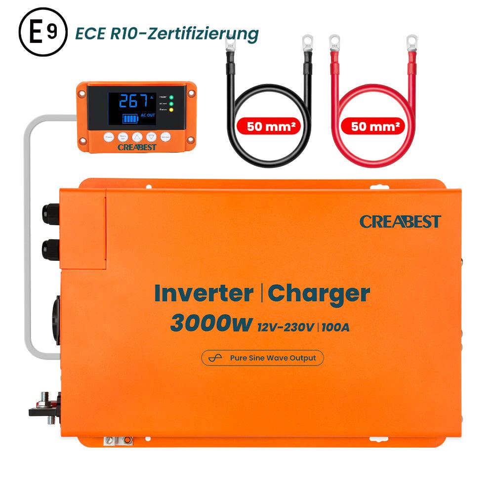 Wechselrichter 3000W 12V Reiner Sinus Wohnmobil mit Ladegerät 100A