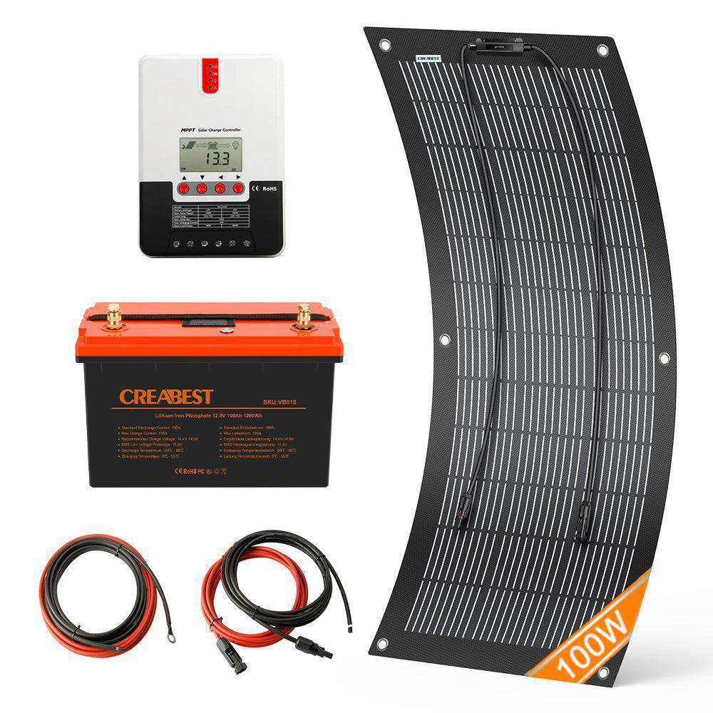 solaranlage für camping Solaranlage 100W Flexibel mit Batterie Wohnmobil & Wohnwagen