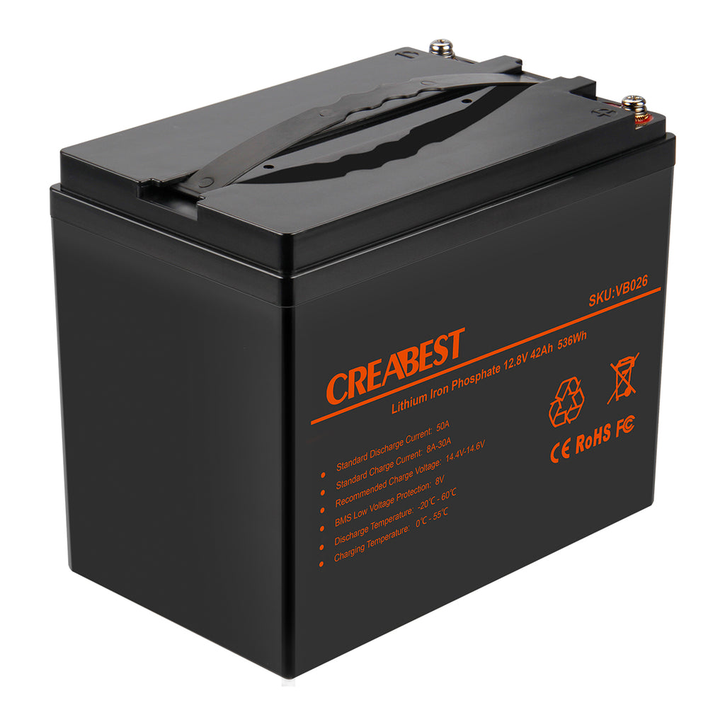 LiFePO4 Batterie 42Ah 12,8V für Wohnwagen, Camping, Solaranlagen, Off- –  CREABEST-DE